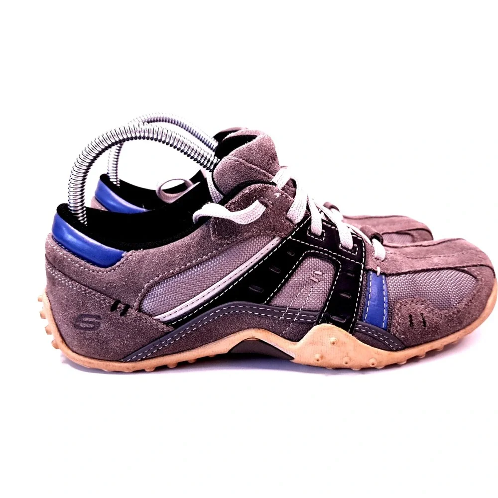 Skechers Gray Suede Men's 7 Mesh Lace Up‎ Comfort Casual Shoes